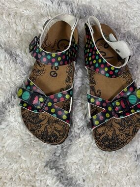 Women's Black Multicolor Polka Dot Strappy Sandals